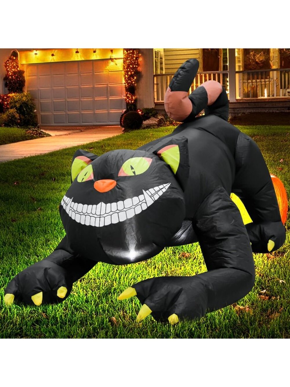 🎃4FT Halloween Inflatable lack Cat Scary Blow Up Decor Indoor Outdoor Yard